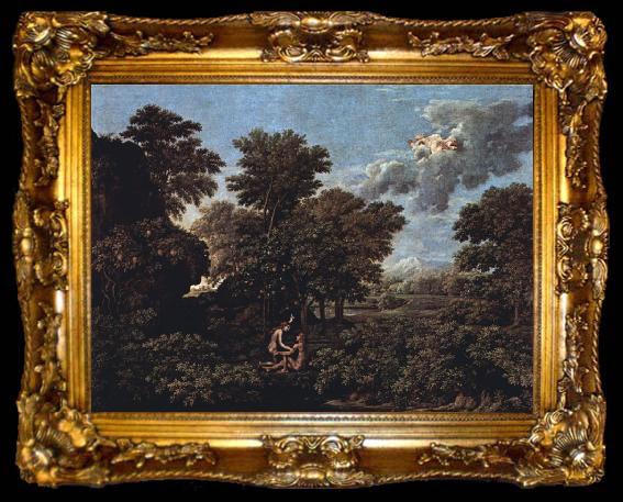 framed  Nicolas Poussin Hut and Well on Rugen (mk10), ta009-2